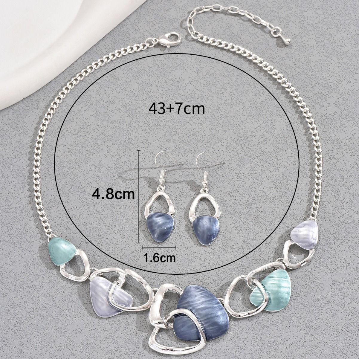 Pink Elegant Oil Drip Necklace and Earrings Set for Women view 7
