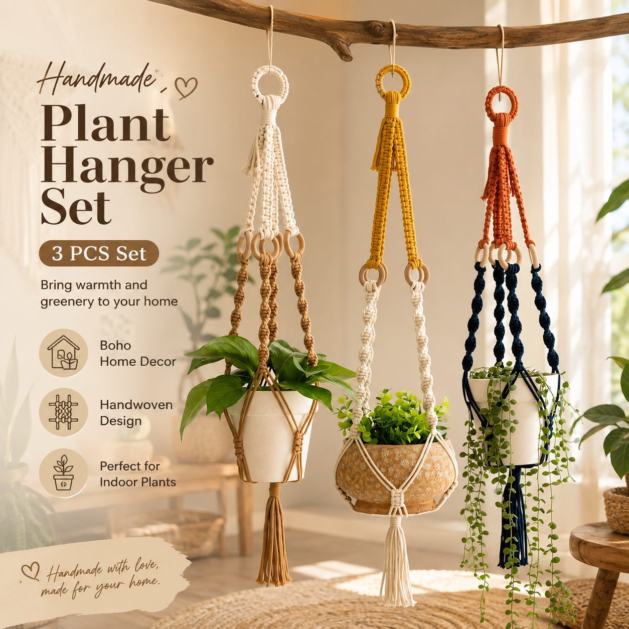 Handmade Plant Hanger Set 3 PCS view 2