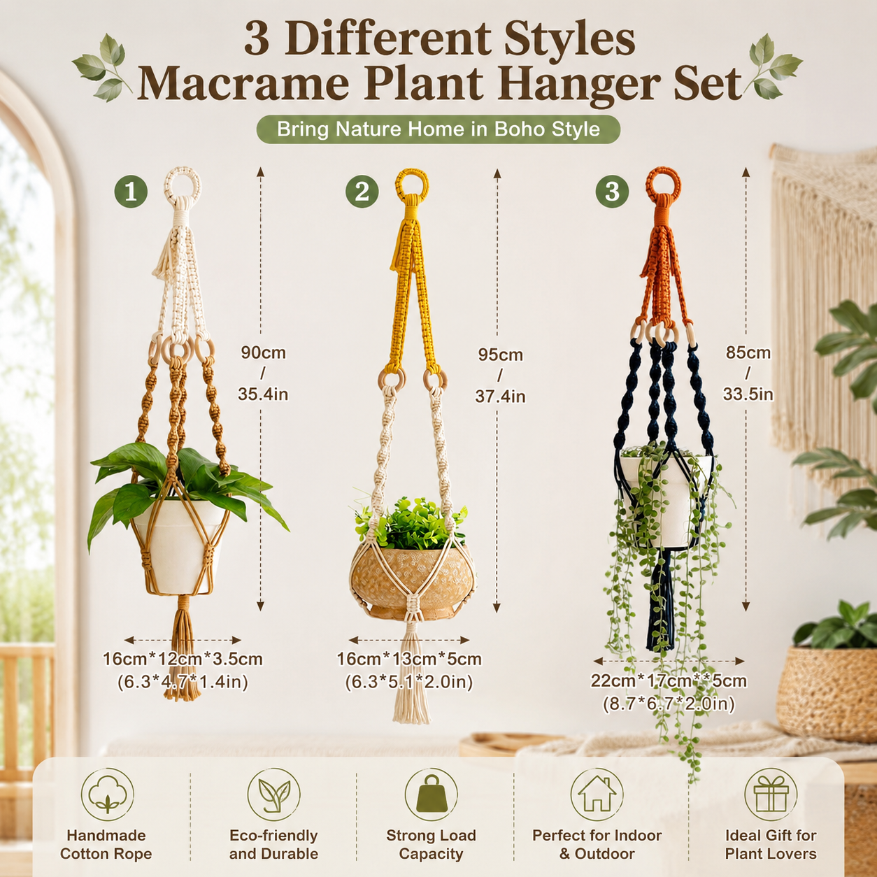 Handmade Plant Hanger Set 3 PCS view 7