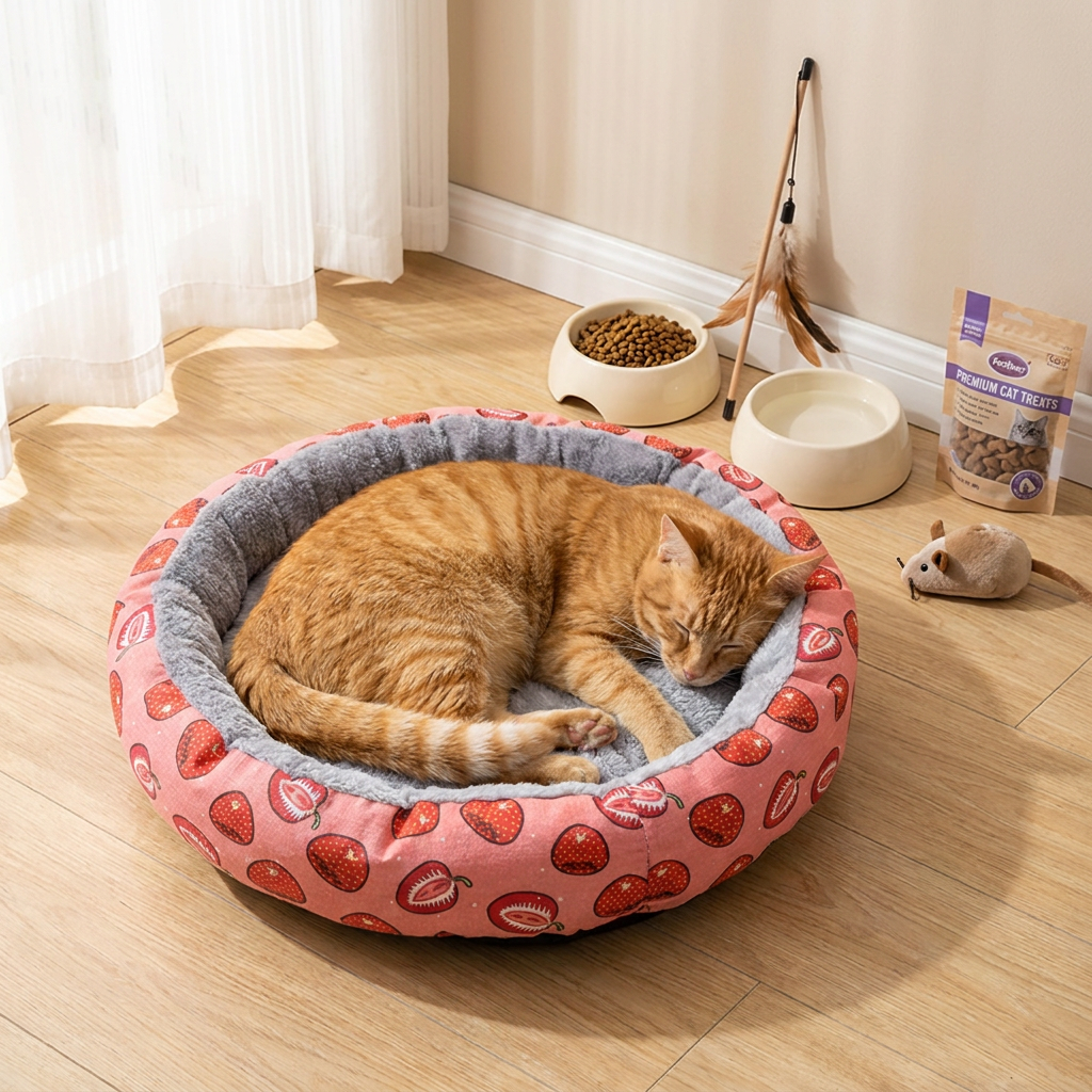 Round Pet Bed for Small Dogs and Cats view 4
