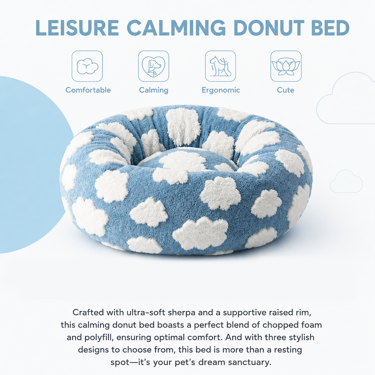 Medium Large Pet Donut Bed (Coffee plaid)-90cm outer diameter view 5