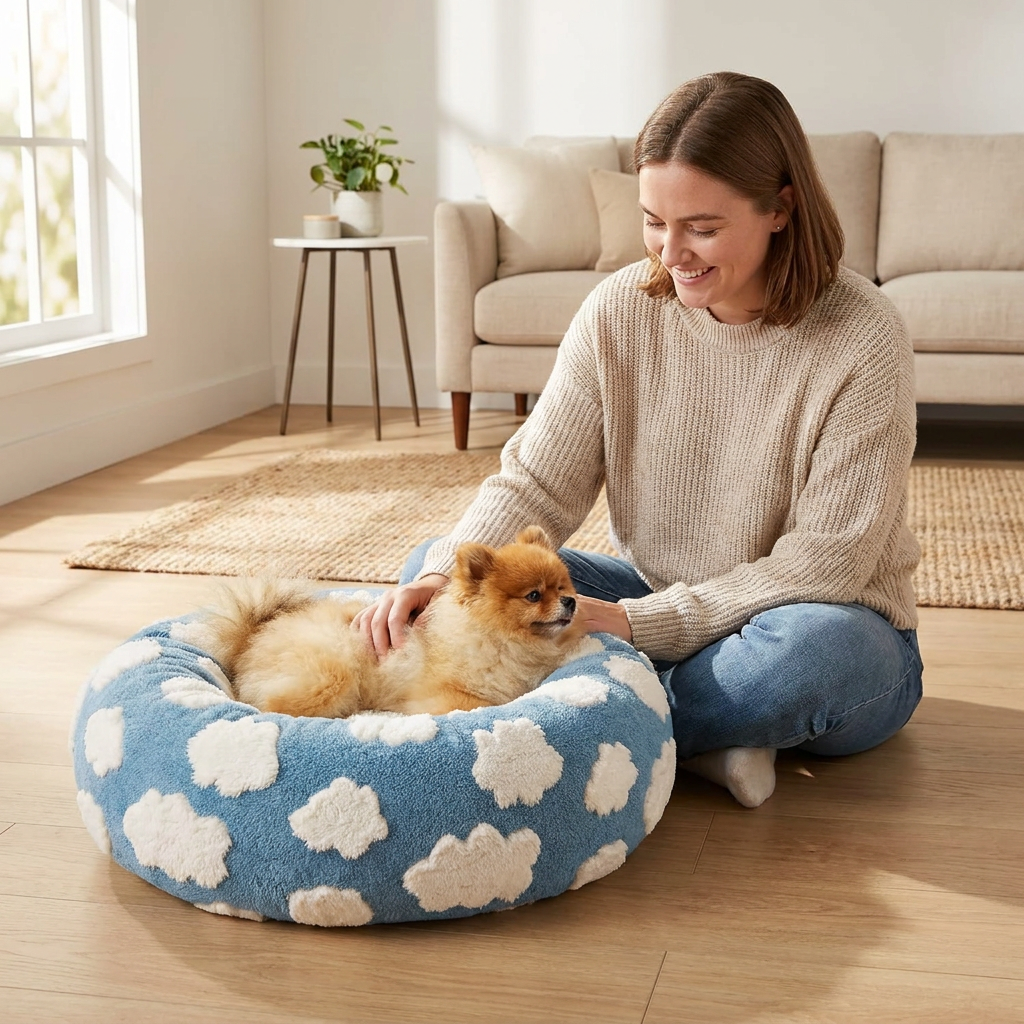 Small Medium Pet Donut Bed-50cm outer diameter view 2