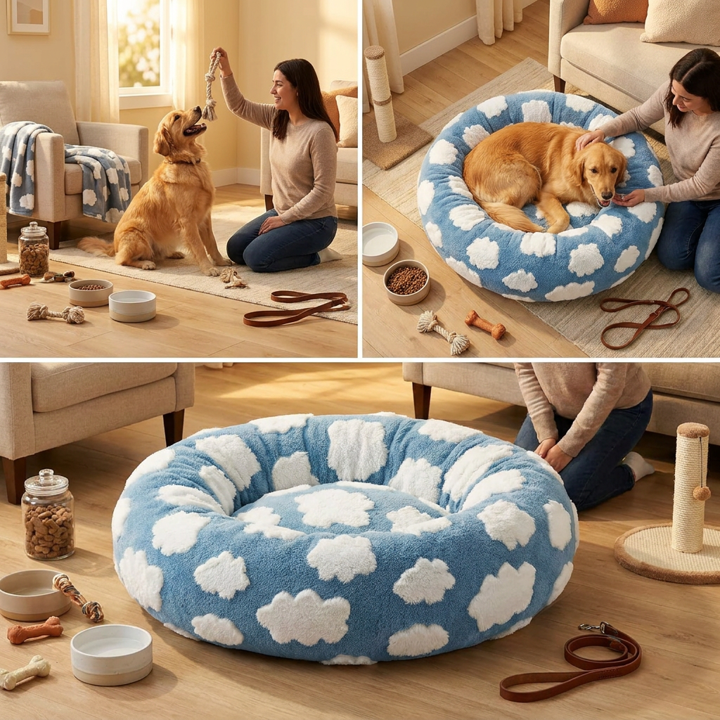 Small Medium Pet Donut Bed-40cm outer diameter view 5