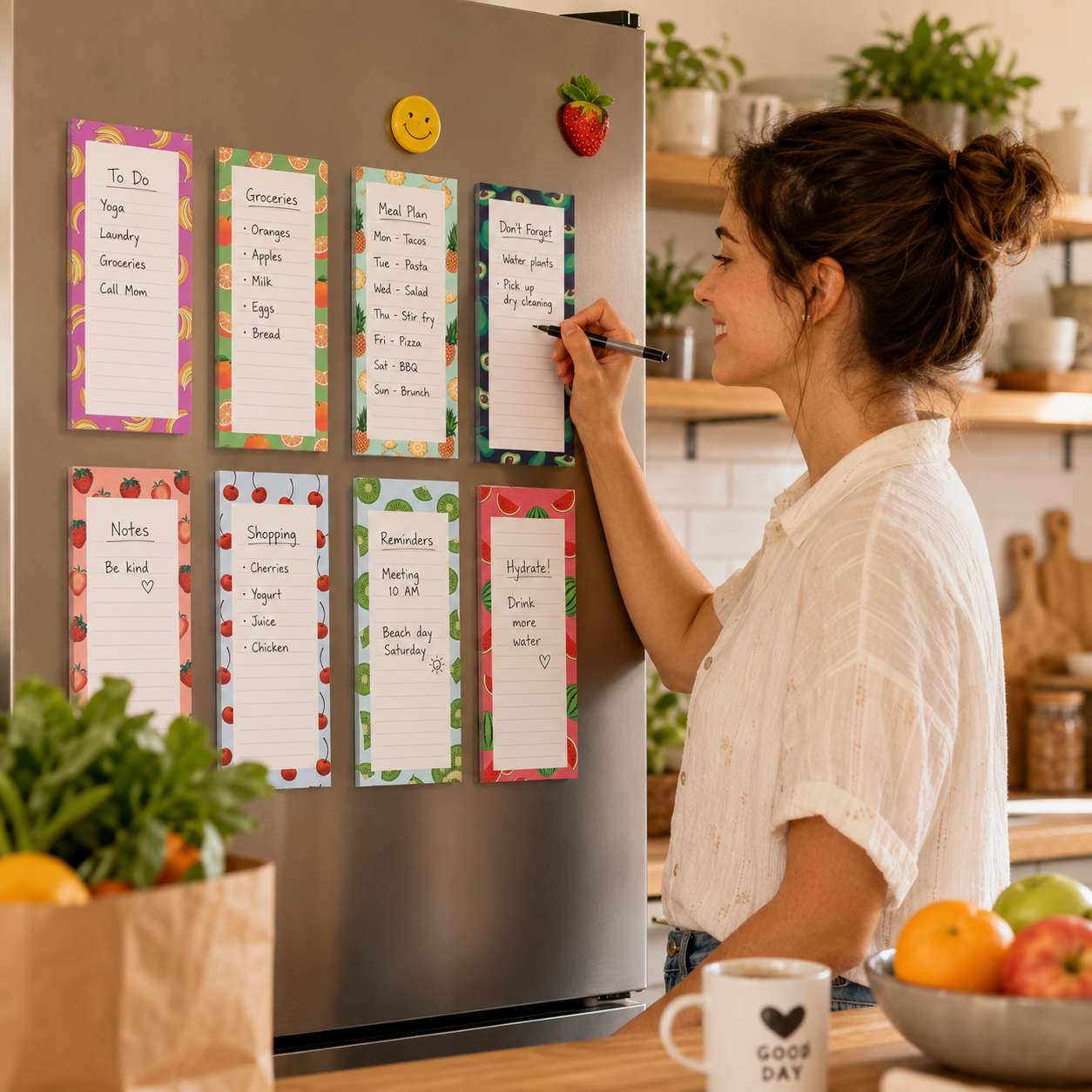 8 Pack Fruit Magnetic Notepads for Fridge(Type A) view 2