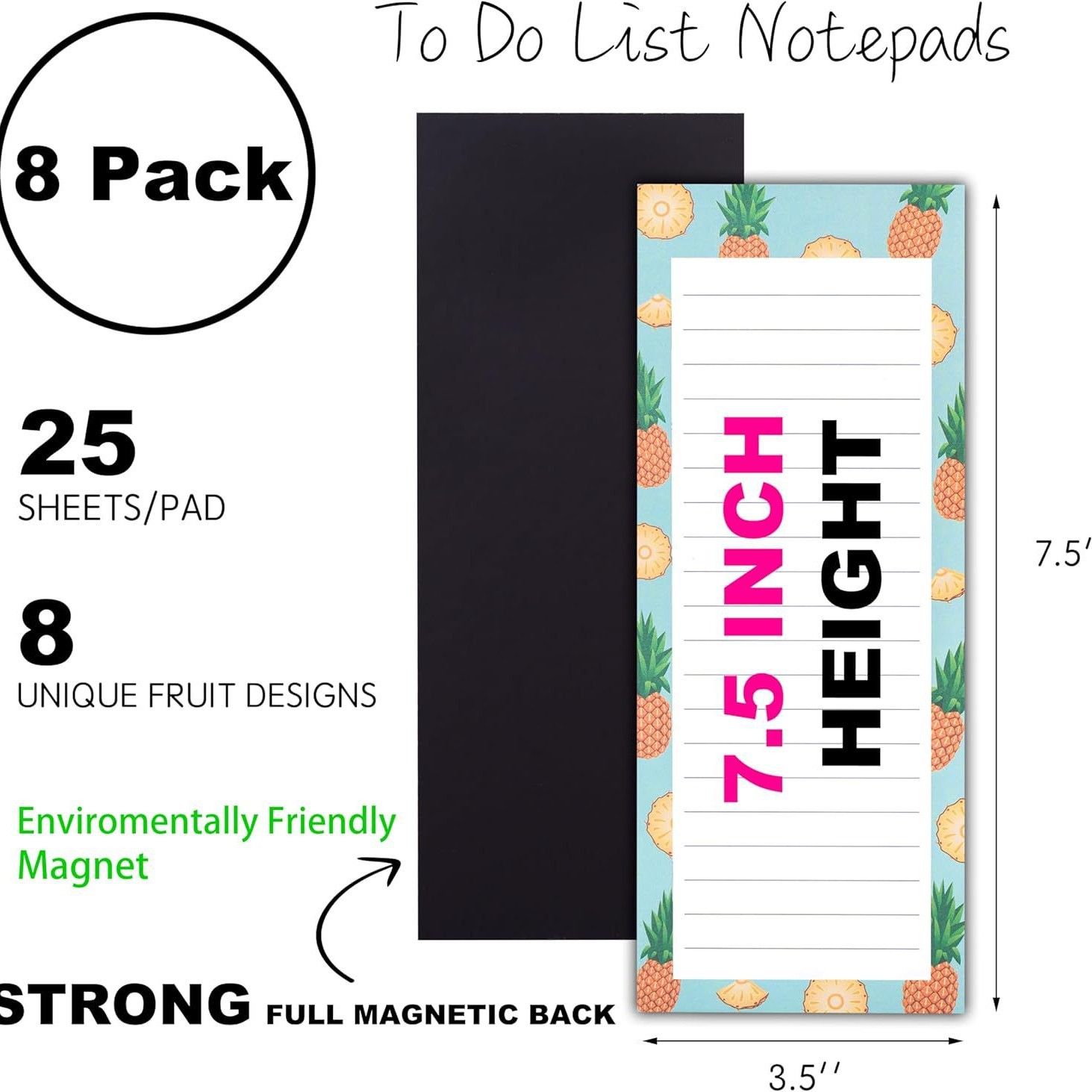 8 Pack Fruit Magnetic Notepads for Fridge(Type A) view 6