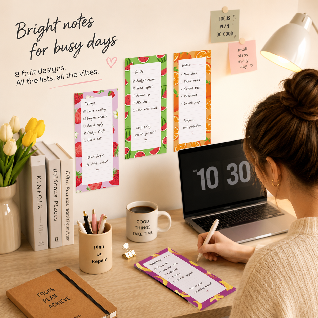 8 Pack Fruit Magnetic Notepads for Fridge(Type B) view 4