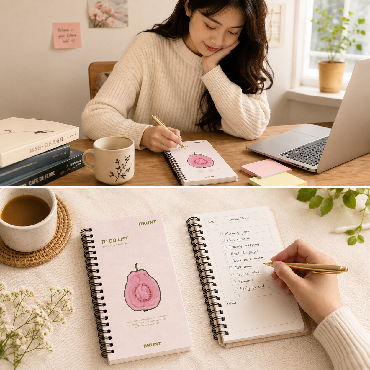 Fruit Series To Do List Notebook (Guava) – Spiral Bound Journal with Cute view 2