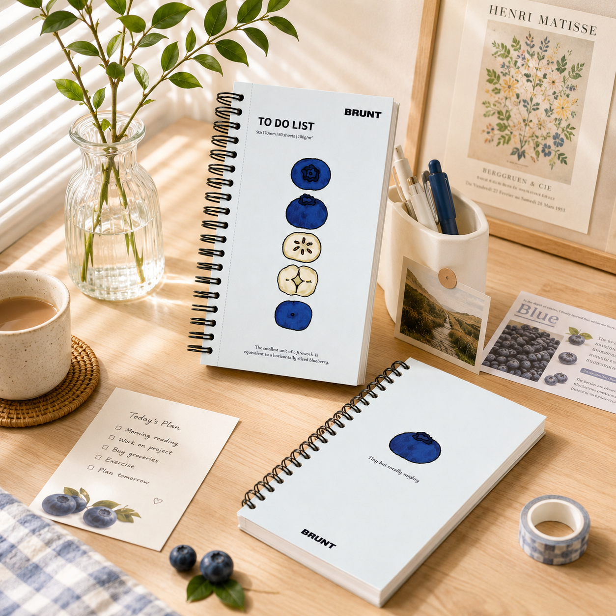 Fruit Series To Do List Notebook (Blueberry) – Spiral Bound Journal with Cute view 2