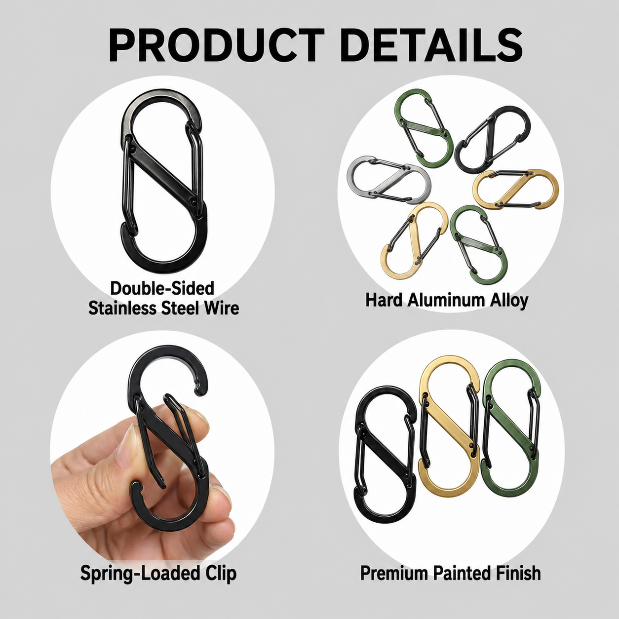 Black Hiking Backpack with 5 Carabiners Included – Lightweight Waterproof view 7