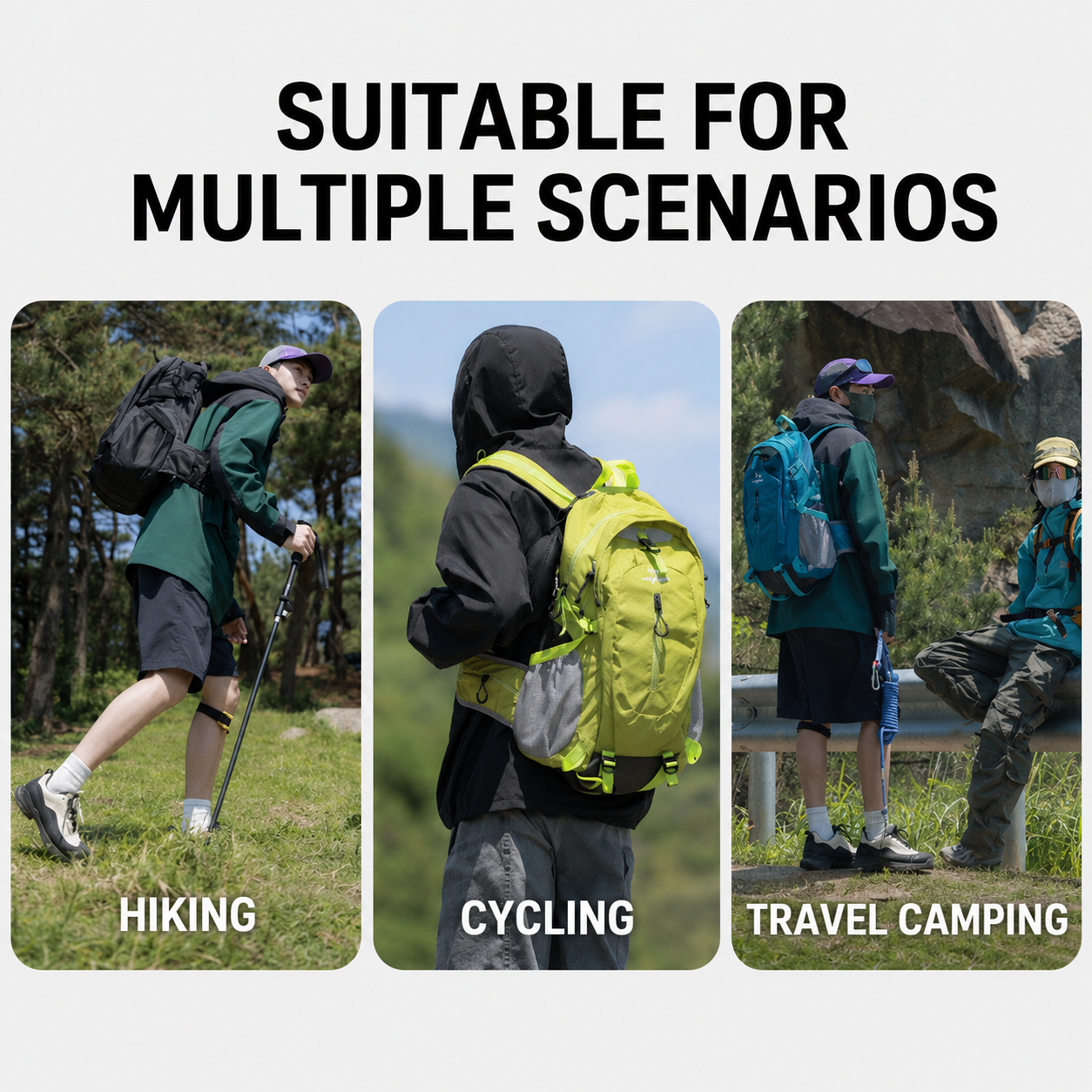 Yellow Hiking Backpack with 5 Carabiners Included – Lightweight Waterproof view 5