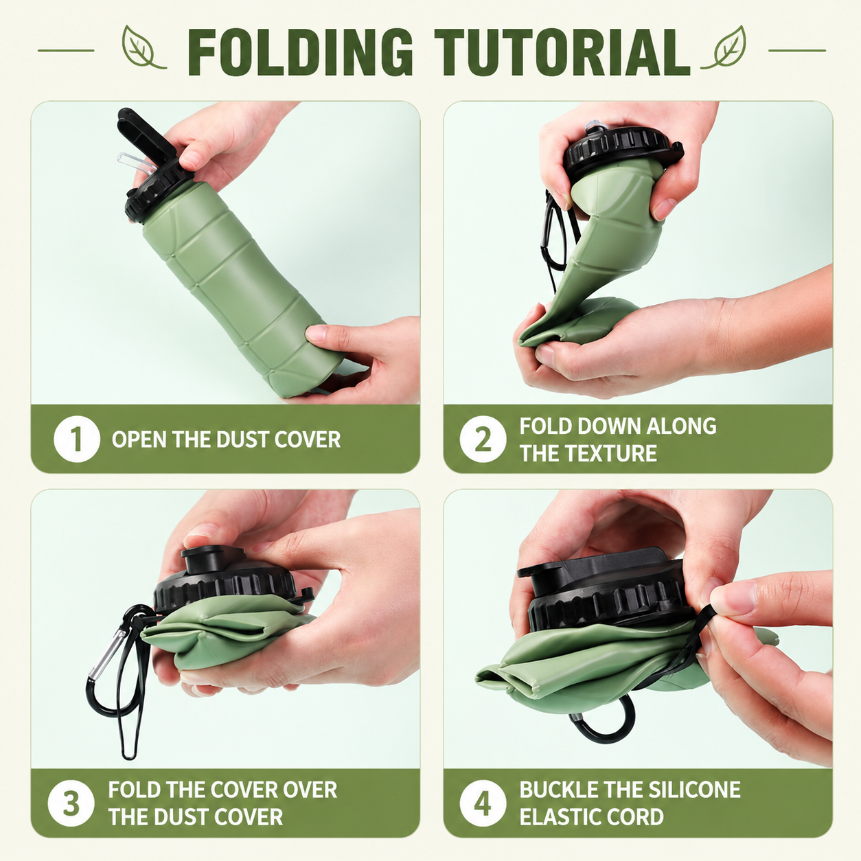 Gray Collapsible Silicone Water Bottle - 650ml Foldable Travel Bottle with view 3