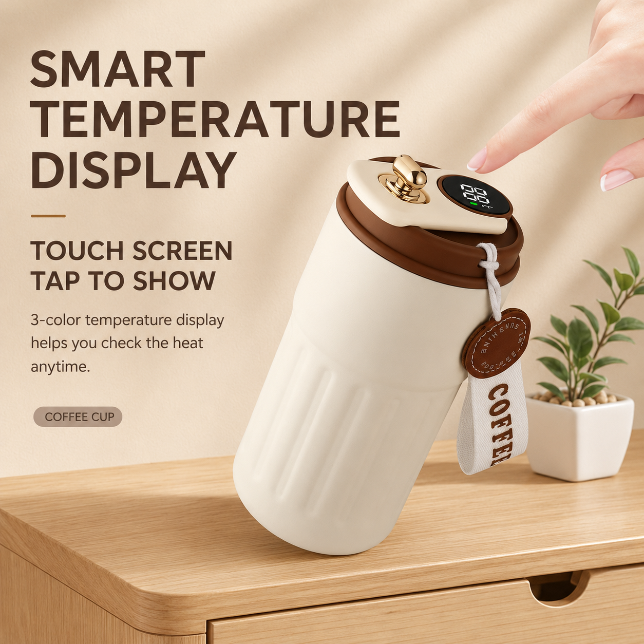 Smart Coffee Tumbler(Gradient Green) 450ml Vacuum Insulated Travel Mugwith view 4