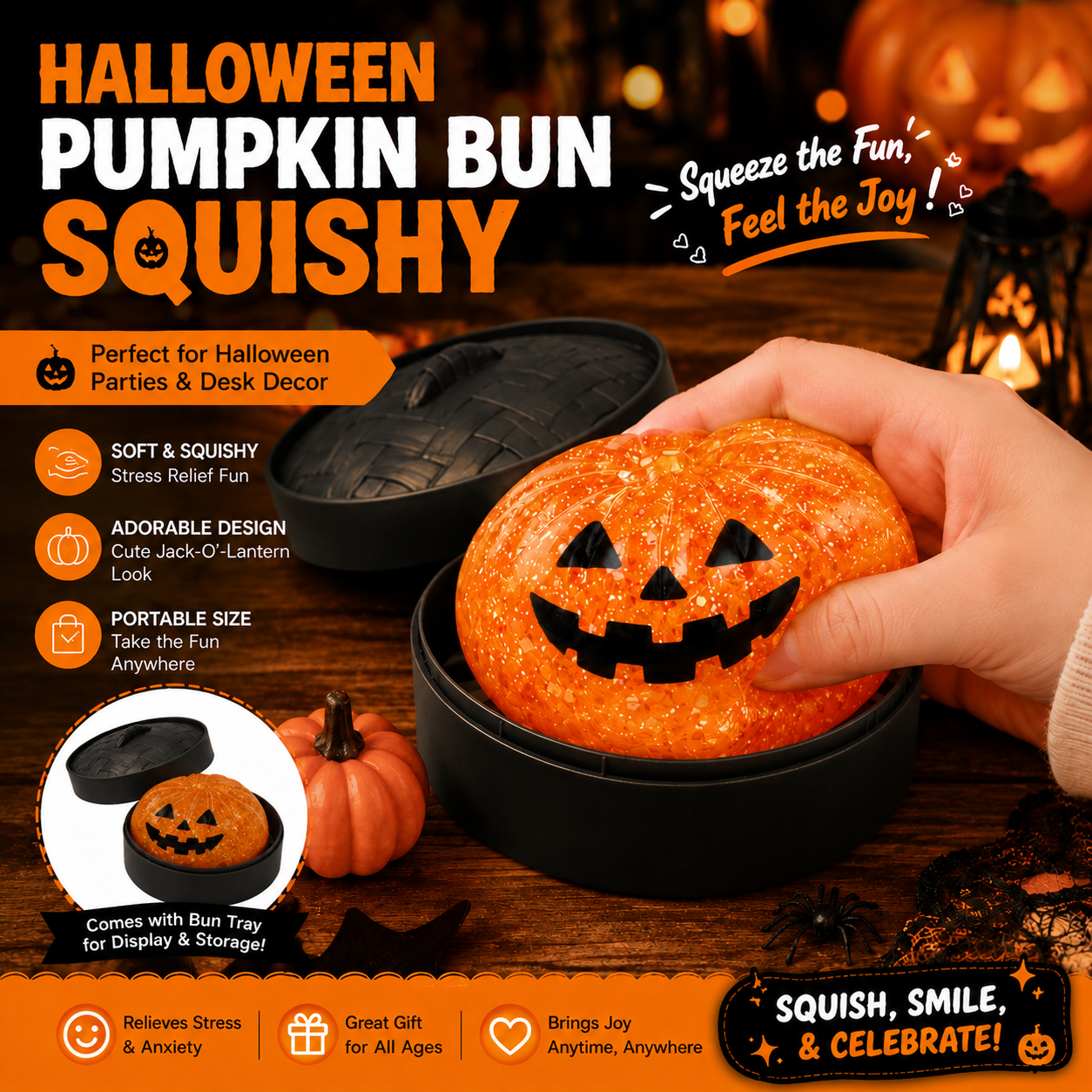 (Orange pumpkin buns) Halloween Slow-Rebound Soft Mini Bread Toy