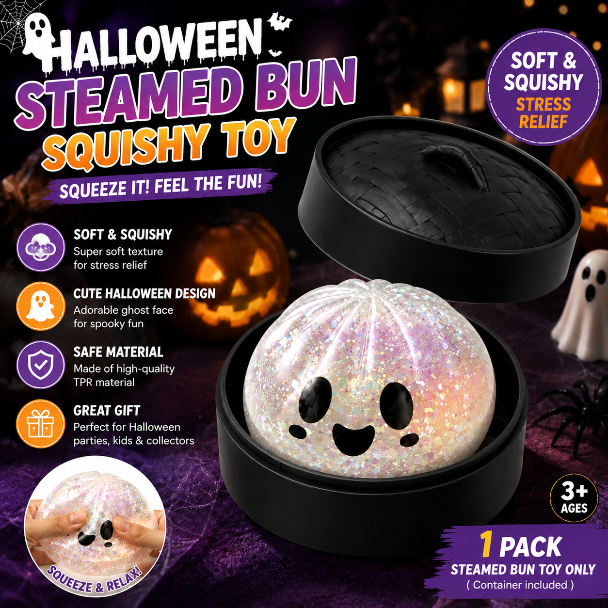 (White steamed buns) Halloween Slow-Rebound Soft Mini Bread Toy