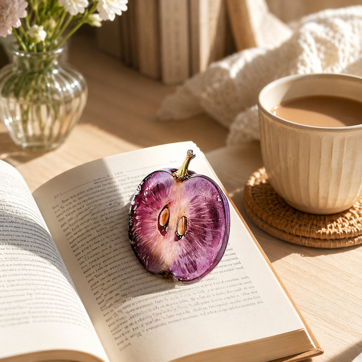 2PCS Cute Grapes Acrylic Bookmarks Fruit Transparent Reading Bookmarks view 2
