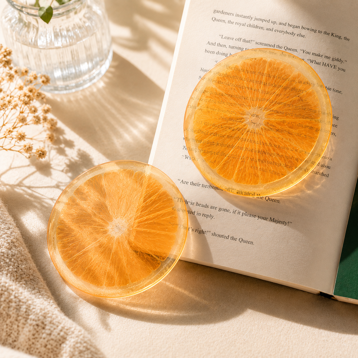 2PCS Cute Oranges Acrylic Bookmarks Fruit Transparent Reading Bookmarks view 2