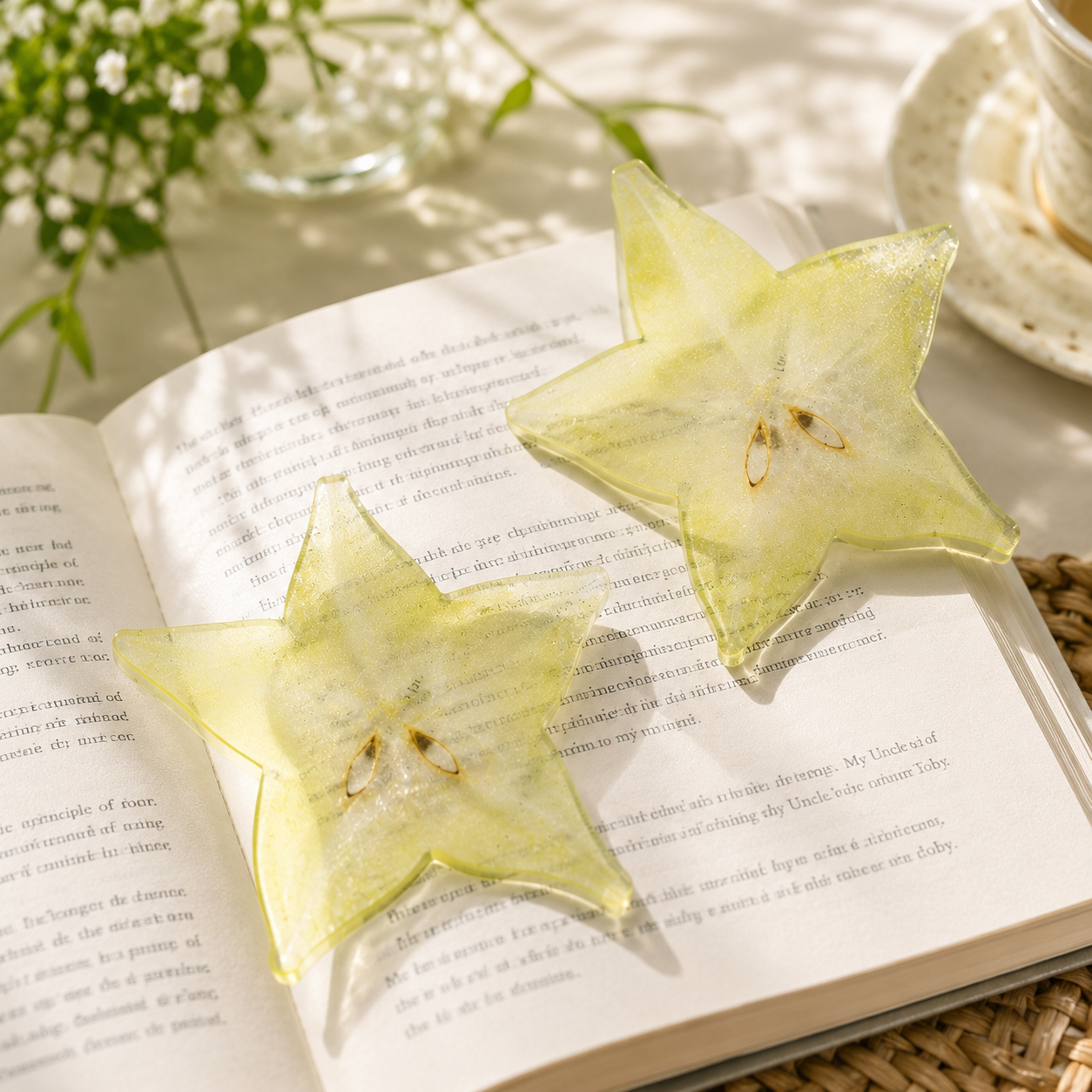 2PCS Cute Star fruit Acrylic Bookmarks Fruit Transparent Reading Bookmarks view 2