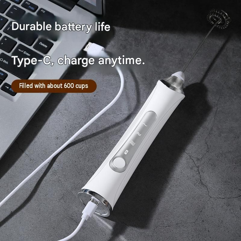 White 3 in 1 Handheld Electric Milk Frother with Storage Case Wireless view 5