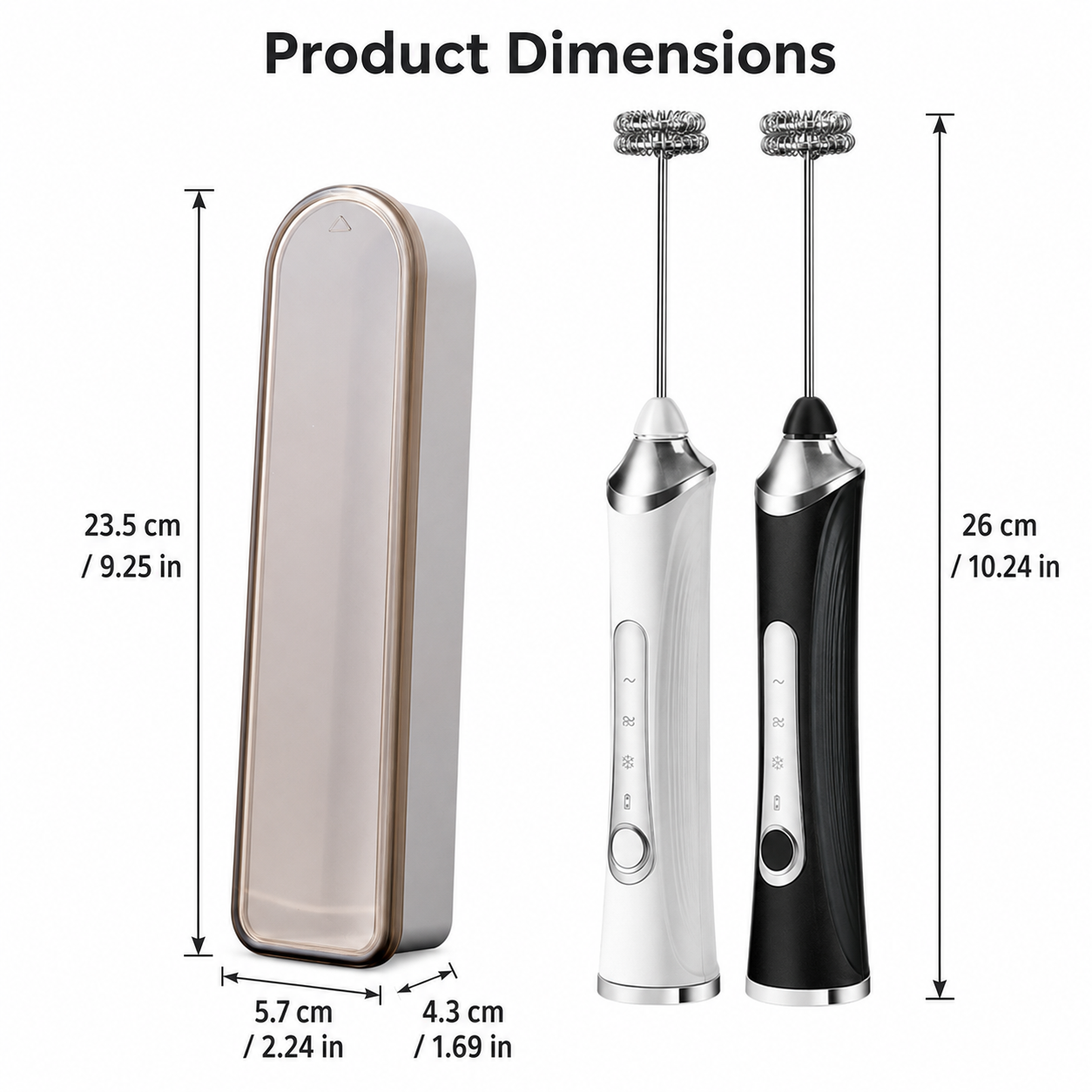 White 3 in 1 Handheld Electric Milk Frother with Storage Case Wireless view 7