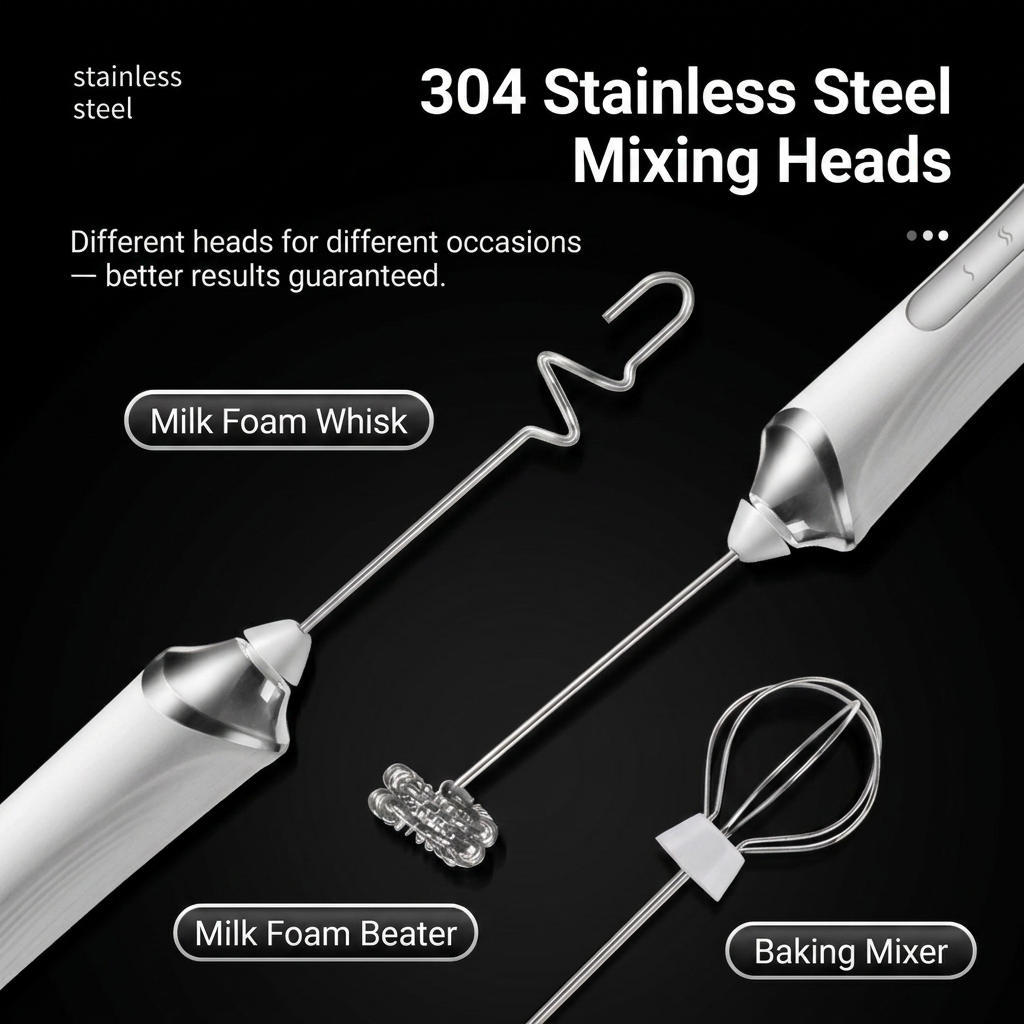 Black 3 in 1 Handheld Electric Milk Frother with Storage Case Wireless view 3
