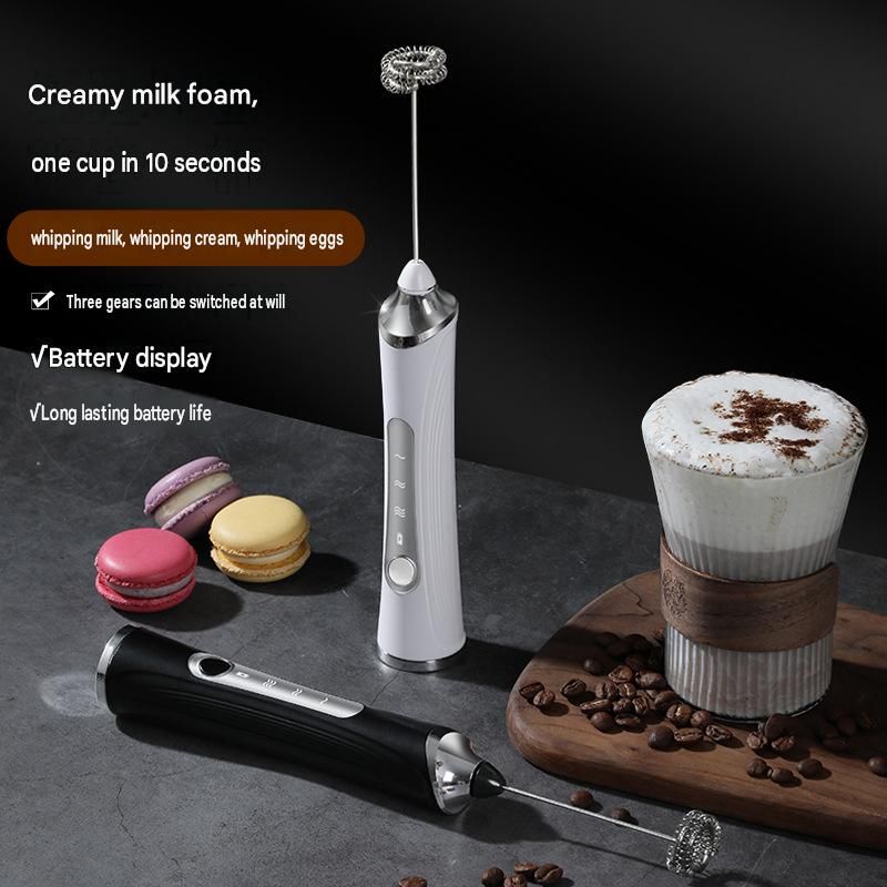 Black 3 in 1 Handheld Electric Milk Frother with Storage Case Wireless view 4