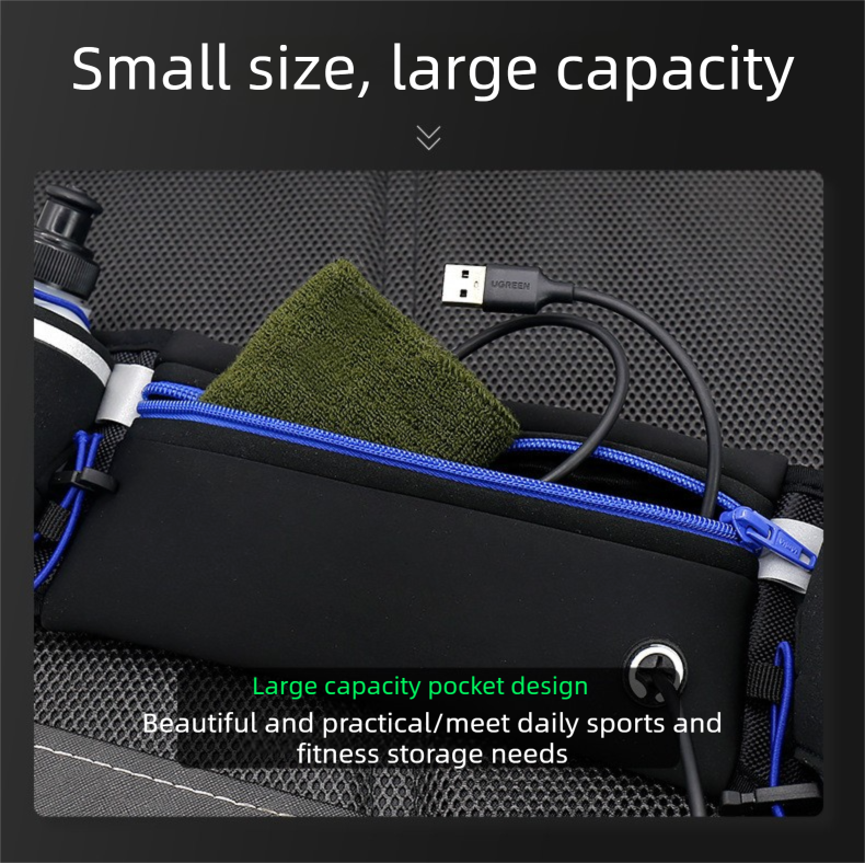 Blue Running Waist Pack Sports Belt with Water Bottle Holder Adjustable Phone view 5