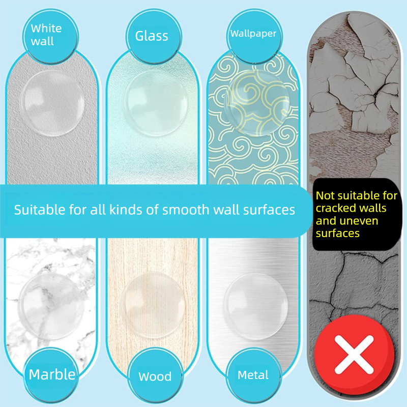 6 Pack Transparent Silicone Wall Protector Pads Door Handle Bumper Pads for view 4