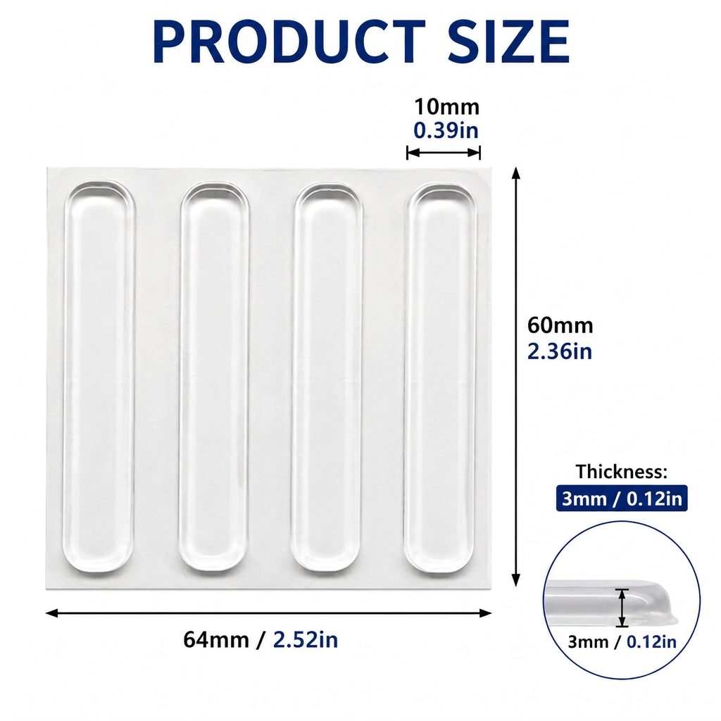 Clear Silicone Door Handle Bumper Strips 4 Pack Long Strip Self Adhesive Anti view 7