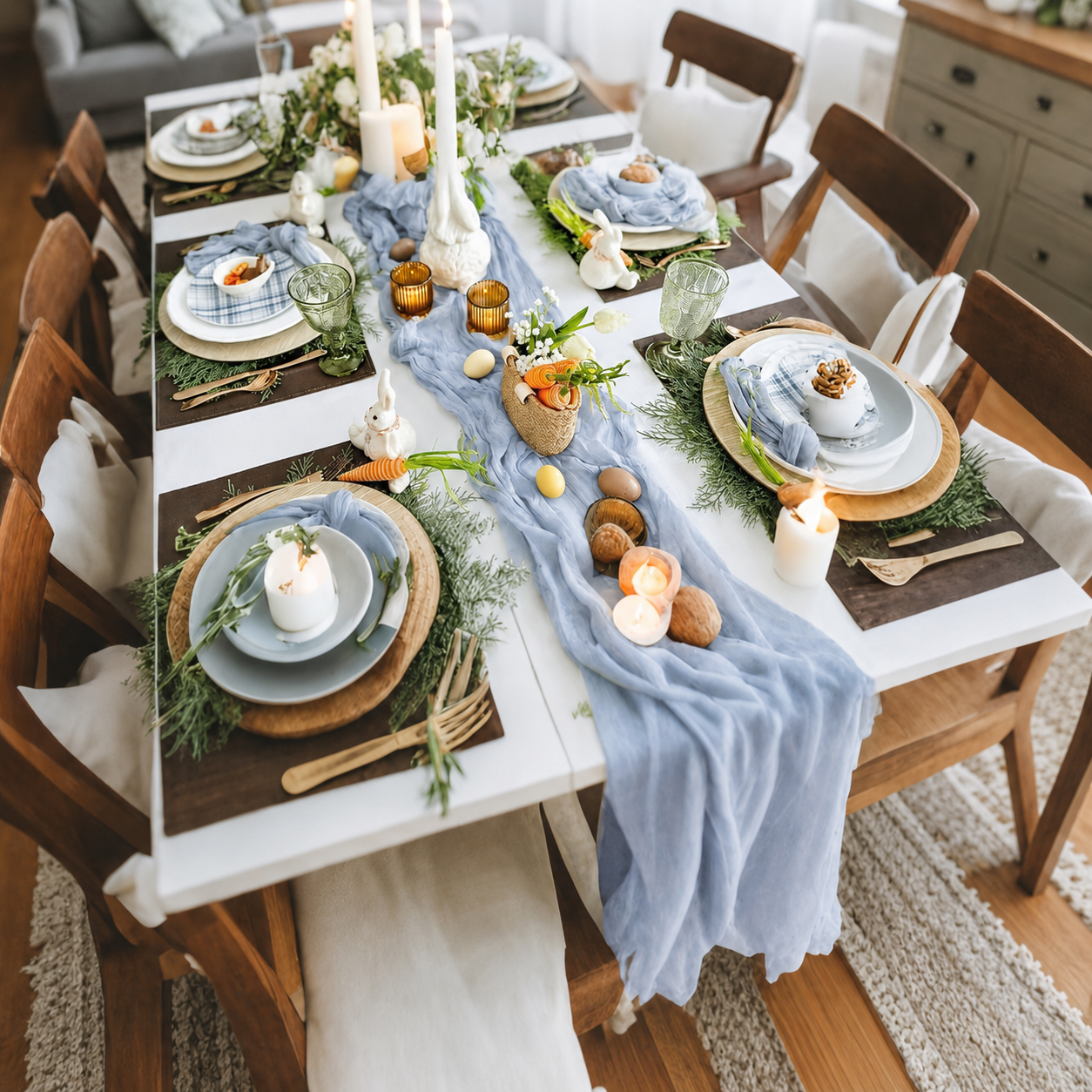 Table Runner - Light Blue 9.84ft Wrinkle Fabric Table Decor for Wedding view 6