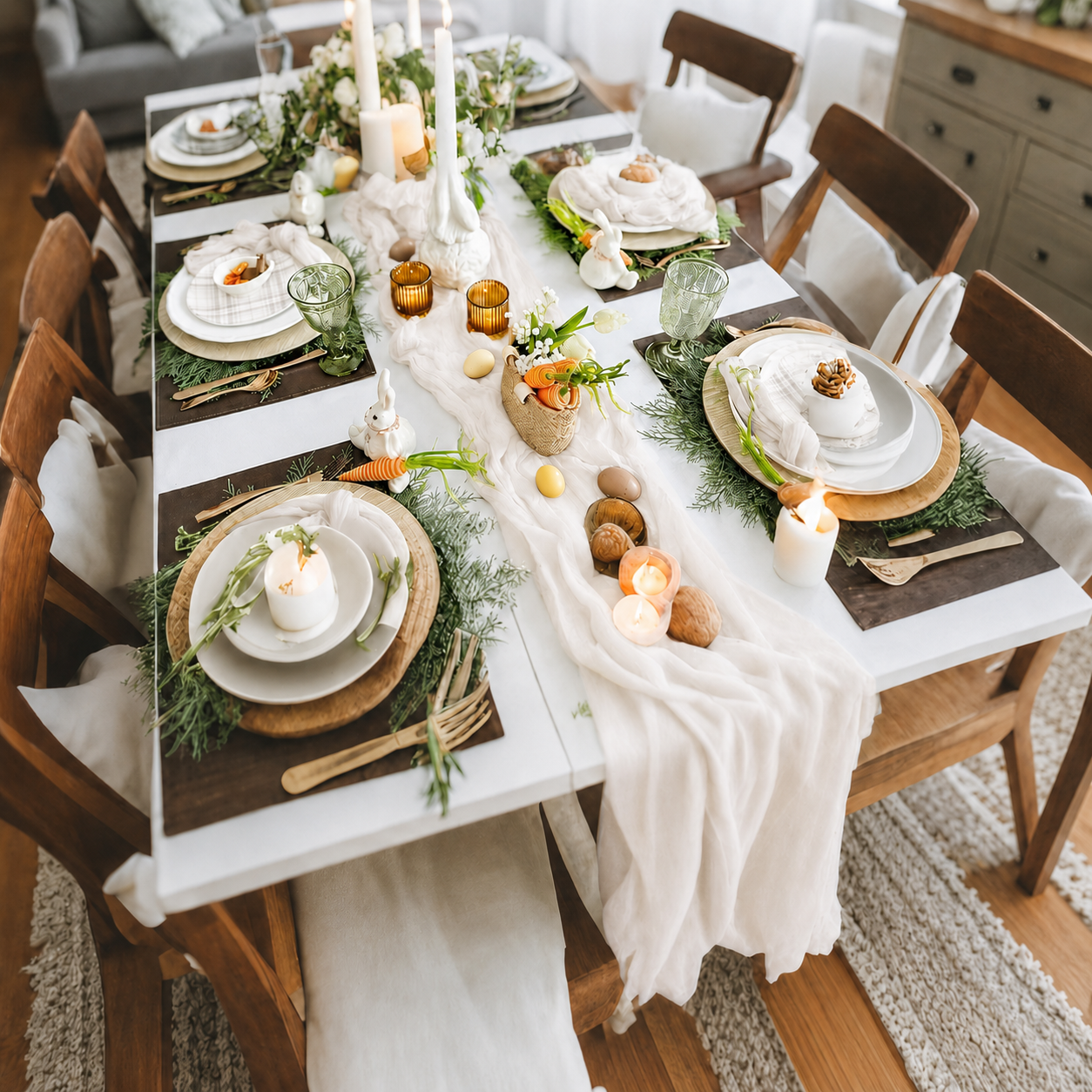 Table Runner - White 9.84ft Wrinkle Fabric Table Decor for Wedding view 2