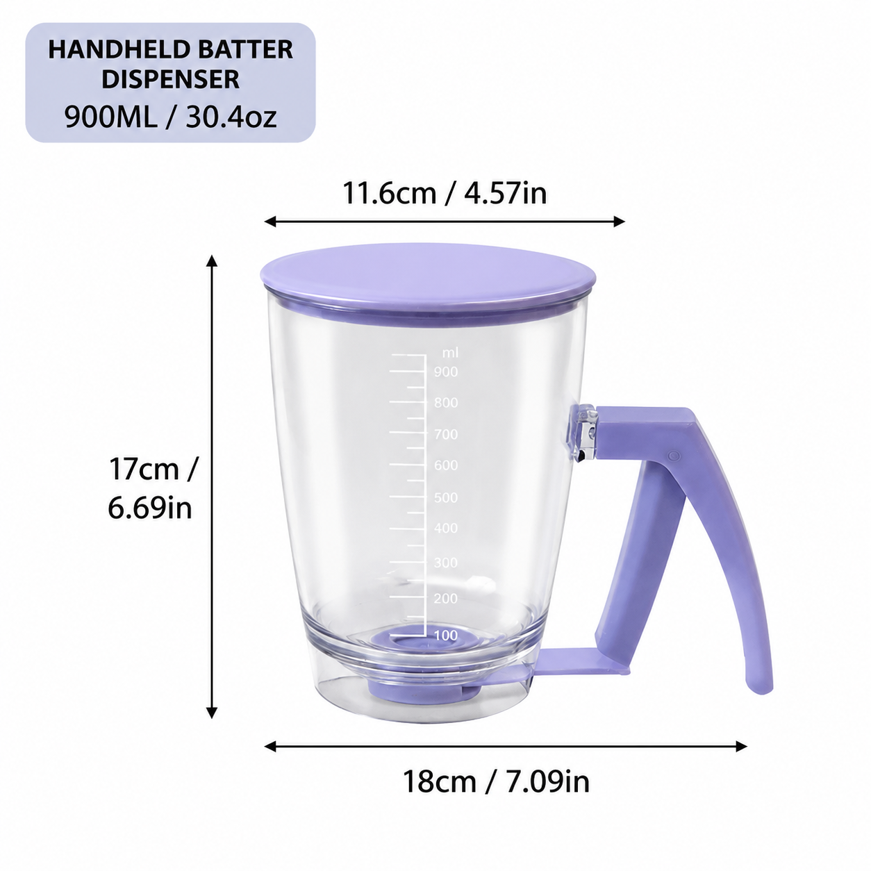 Handheld Batter Dispenser - 900ml with 50 Brown Cupcake Liners for Baking view 6
