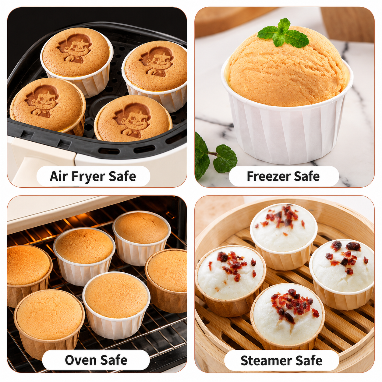 Light Brown 50Pcs Cupcake Baking Cups 2.56in Greaseproof Paper Liners for view 4