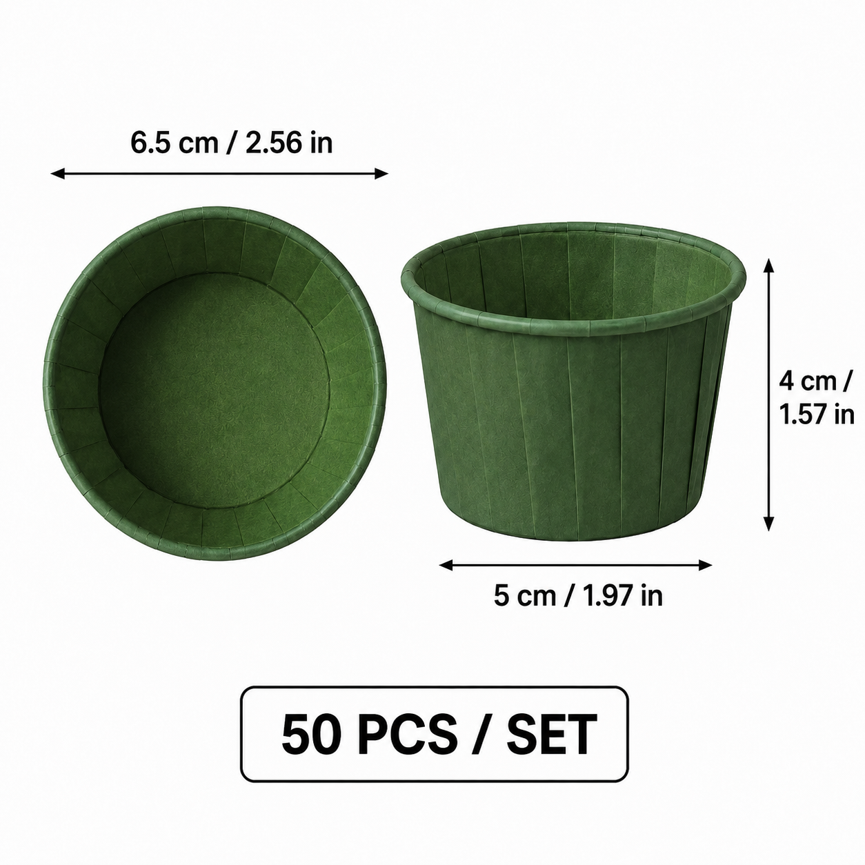 Green 50Pcs Cupcake Baking Cups 2.56in Greaseproof Paper Liners for Muffins view 2