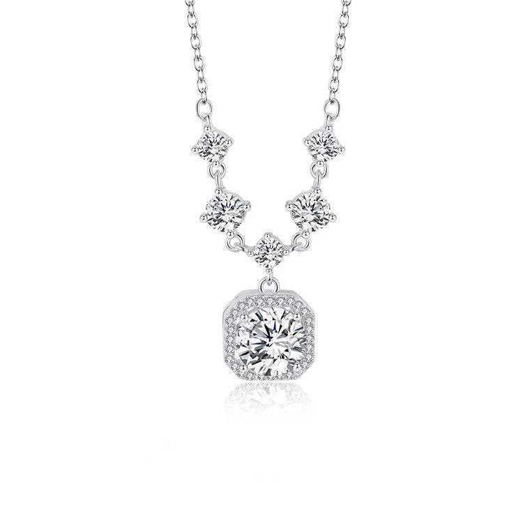 Square Halo Pendant Necklace and Stud Earrings Jewellery Set - 2 Piece view 4