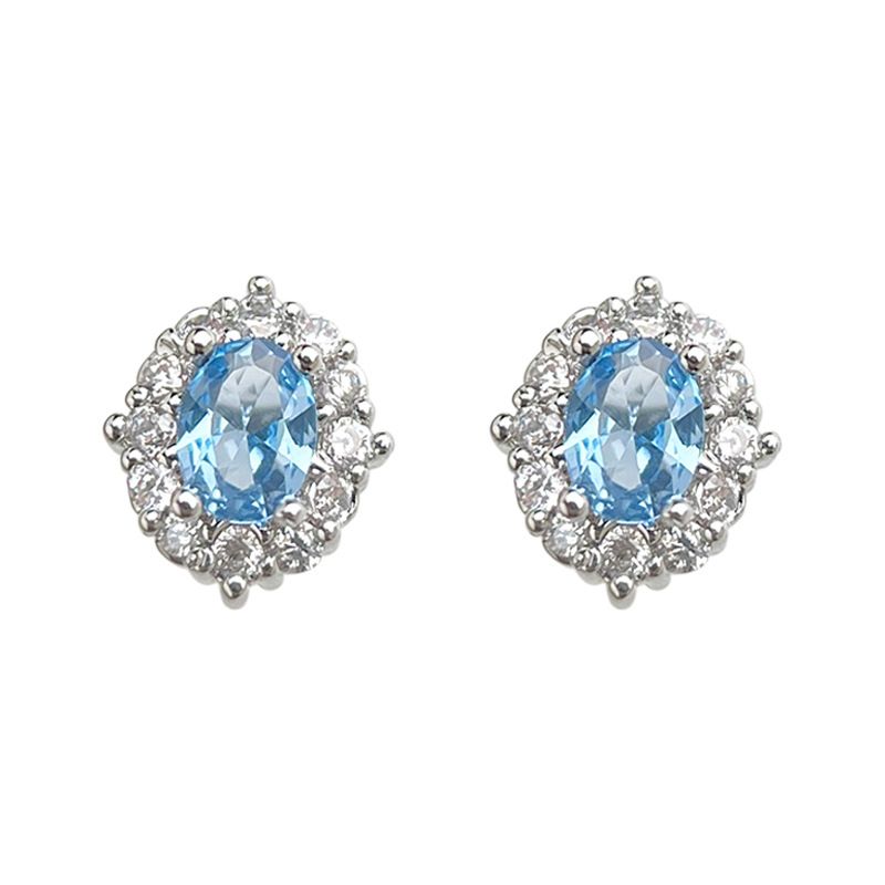 Blue Zircon Silver Plated Stud Earrings for Women - Elegant Minimalist — image 1
