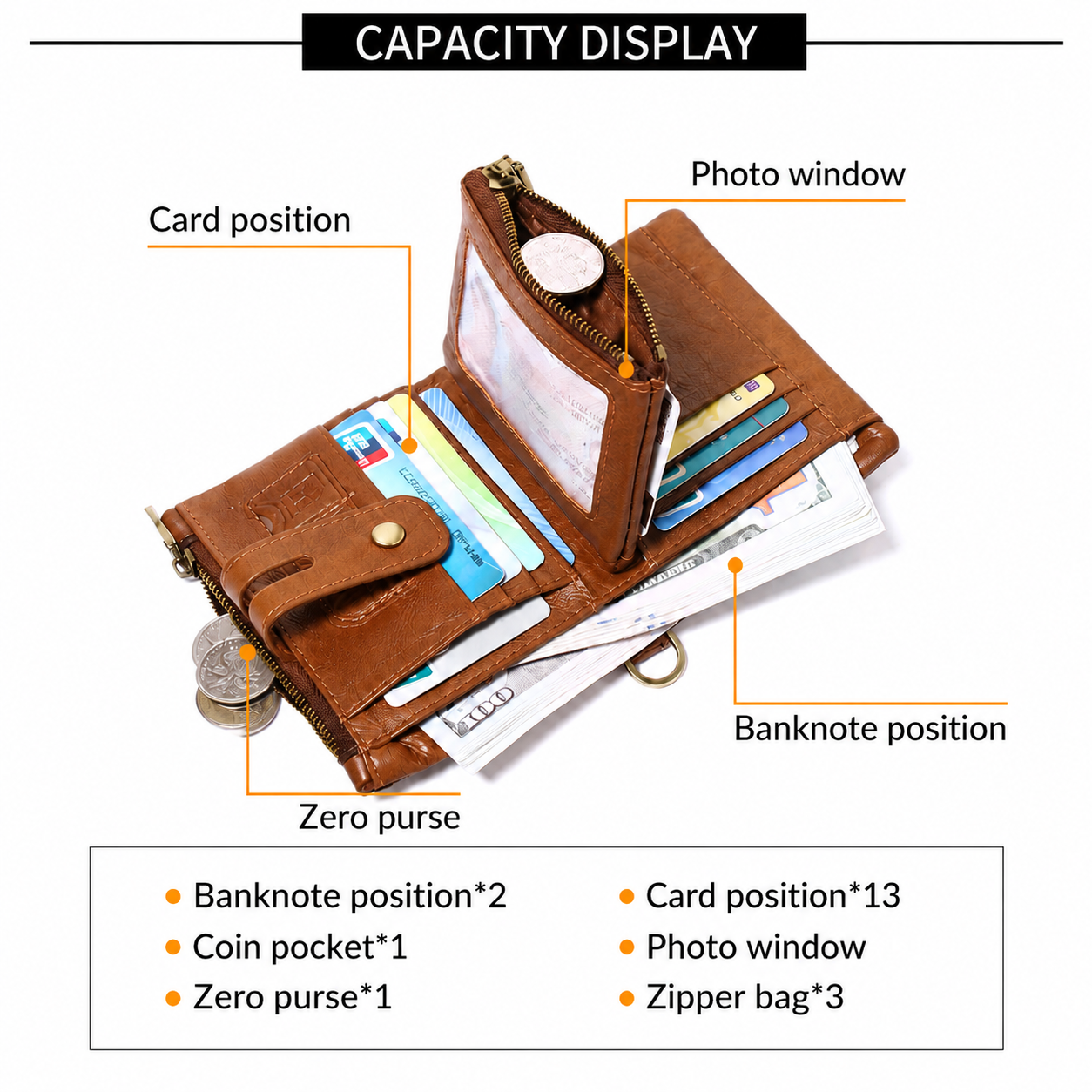Light Brown RFID Blocking Leather Wallet for Men - Vertical Oil Wax Cowhide view 3