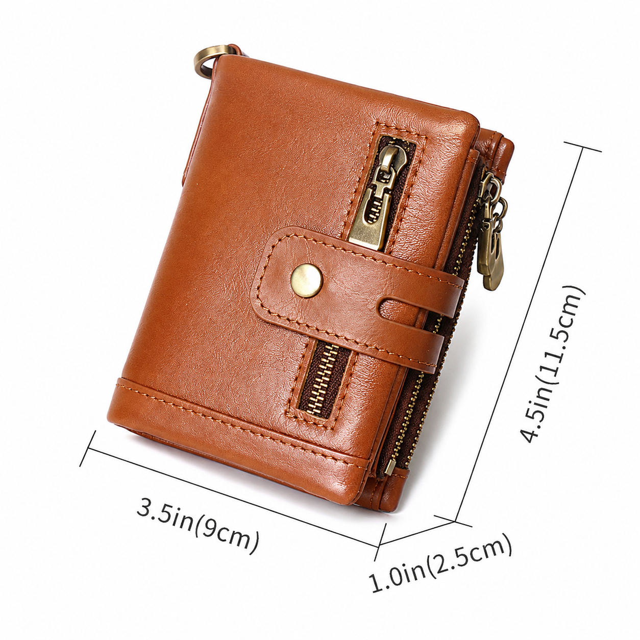 Light Brown RFID Blocking Leather Wallet for Men - Vertical Oil Wax Cowhide view 4