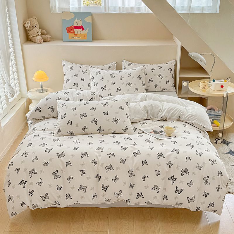 Butterfly Print Bedding Set - 3 Piece Set - Quilt Cover 229 x 229 cm with 2