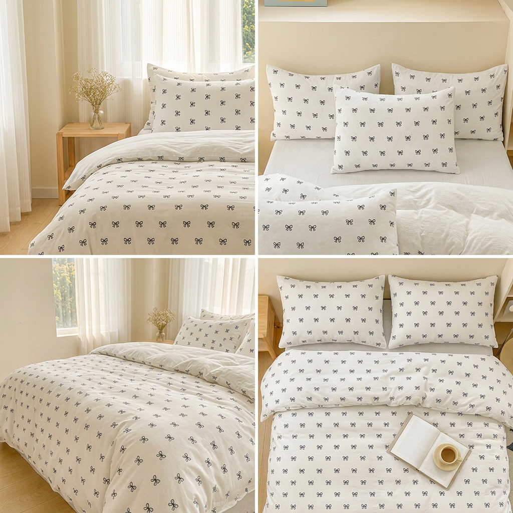 Bow Print Bedding Set - 3 Piece Set - Quilt Cover 200 x 229 cm with 2 view 4