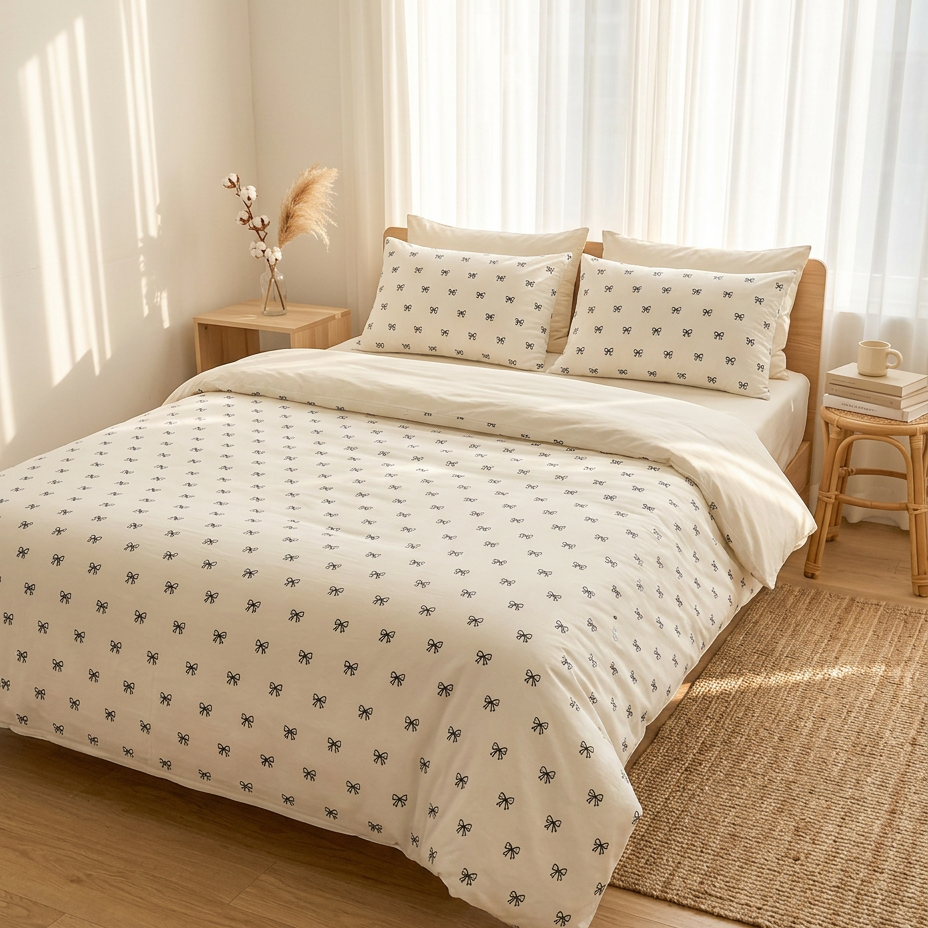 Bow Print Bedding Set - 3 Piece Set - Quilt Cover 229 x 229 cm with 2 view 3