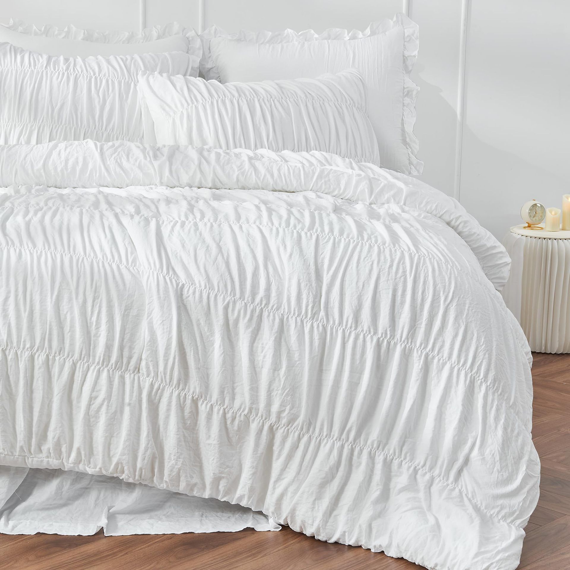Textured Bohemian Ruffled Quilt Cover Set view 5