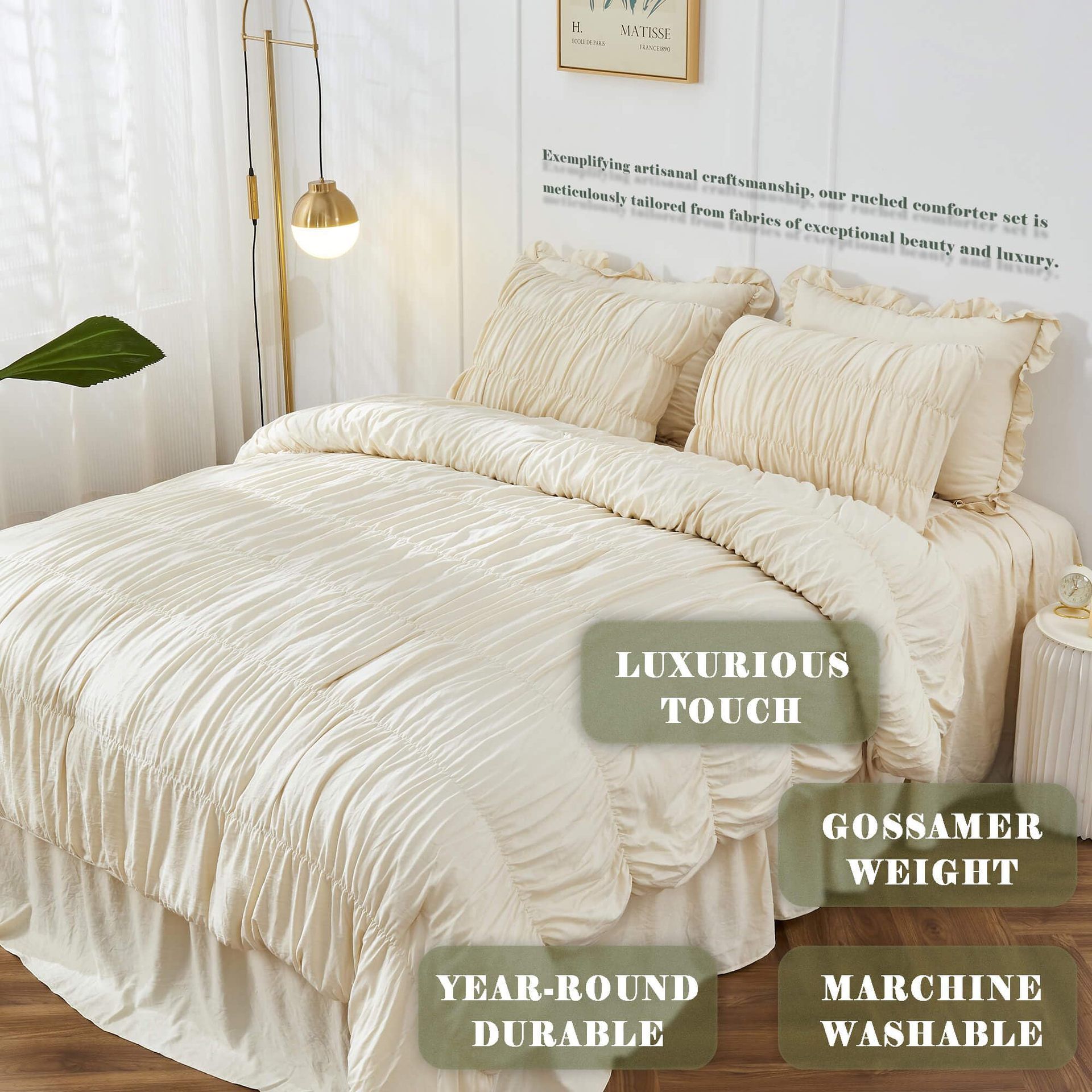 Textured Bohemian Ruffled Quilt Cover Set view 2