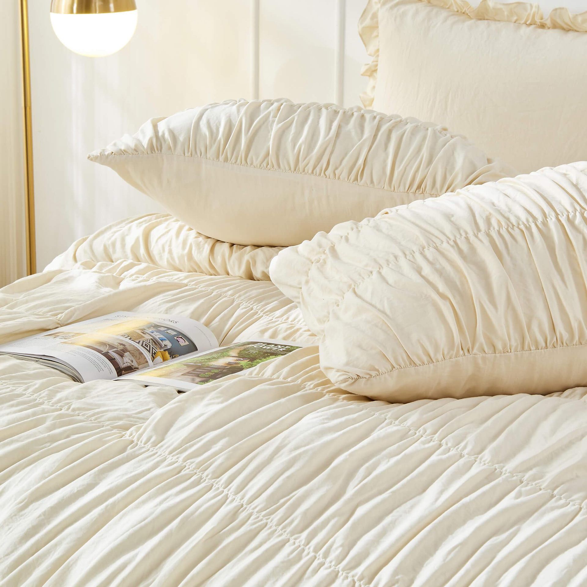 Textured Bohemian Ruffled Quilt Cover Set view 4