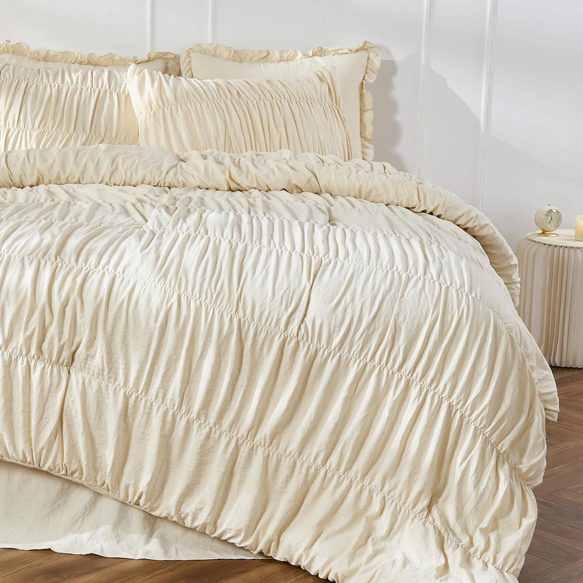 Textured Bohemian Ruffled Quilt Cover Set view 5