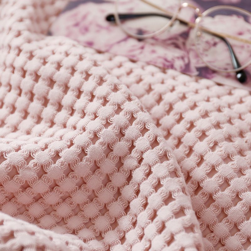 Cotton Waffle Blanket - Pink Textured Throw 150x200cm for Sofa view 3