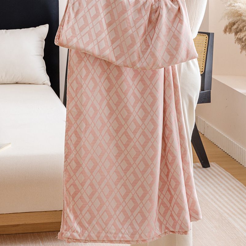 Pink Diamond Pattern Bamboo Fiber Summer Cooling Blanket 150×200cm for Bed view 3