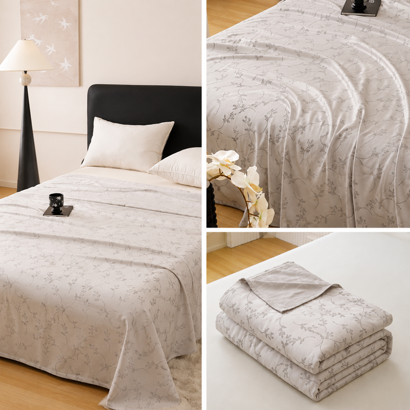 Silver Bamboo Fibre Summer Blanket - Vine Pattern Cooling Throw Blanket view 4