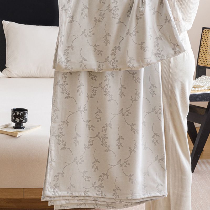 Silver Bamboo Fibre Summer Blanket - Vine Pattern Cooling Throw Blanket view 3