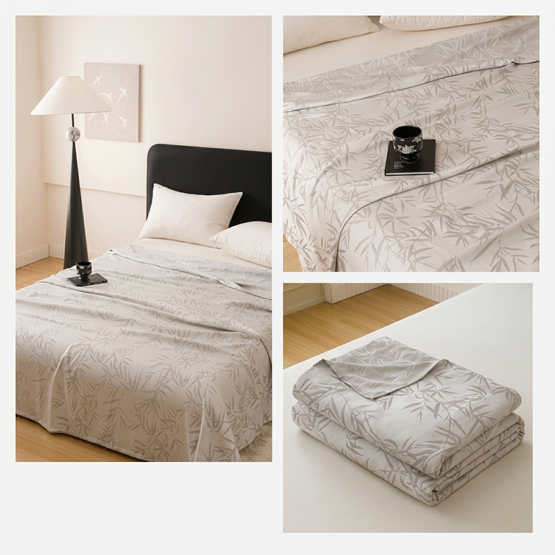 Bamboo Fibre Cooling Blanket Silver Bamboo Pattern 150x200cm for Summer Bed view 5