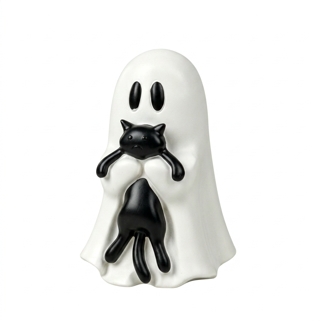 Ghost Cat Halloween Decoration (Large Size A)- Cute Desktop Ornament for Party